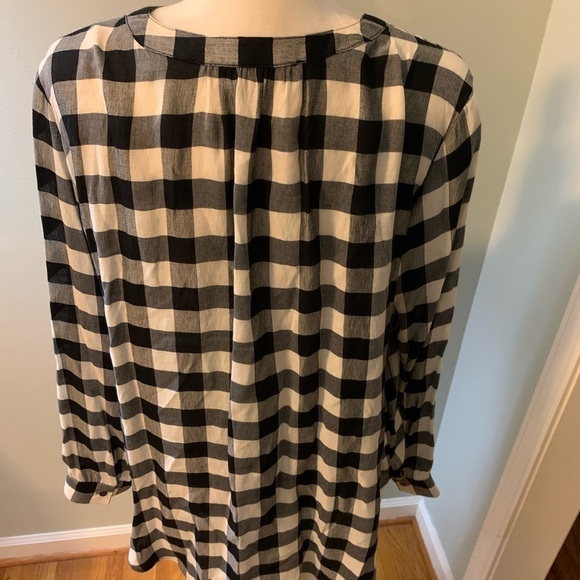 LOFT buffalo plaid black/white tunic, size L - Picture 3 of 5